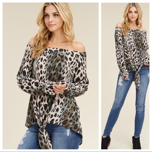 Haute Ellie Tops - Olivia Animal Print Tie Front Top